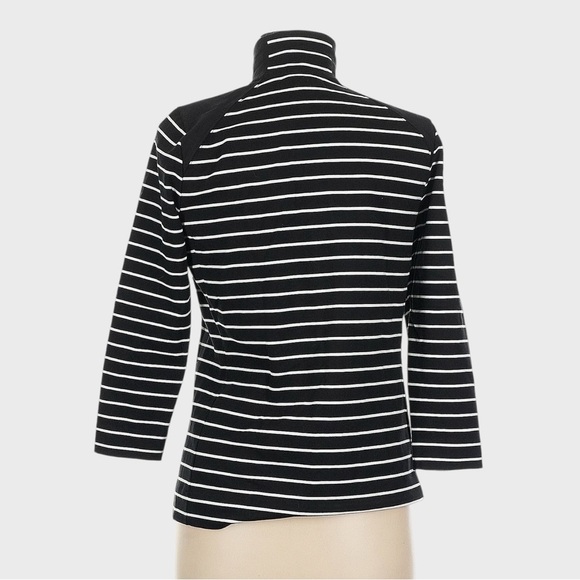 LRL Ralph Lauren Active Women's Medium Black White Striped Full Zip Jacket - Picture 3 of 14